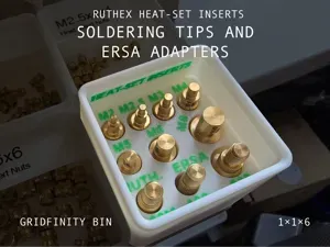 Gridfinity Bin for Ruthex Heat-Set Inserts Tips