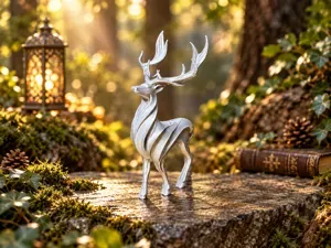 Majestic Silver Stag – Elegant Deer Sculpture