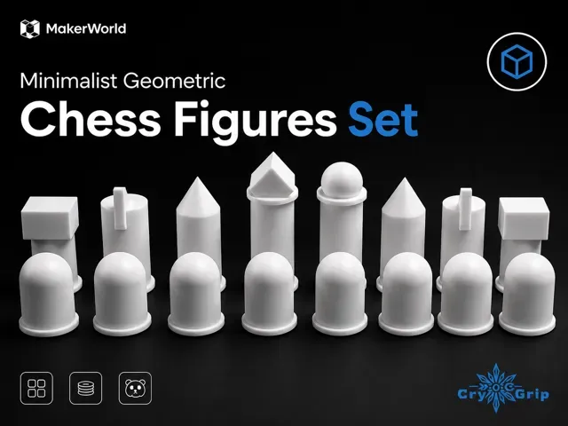 Minimalist geometric chess figures set