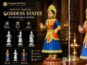 South Indian Goddess Statue Multi-Col & Single-Col