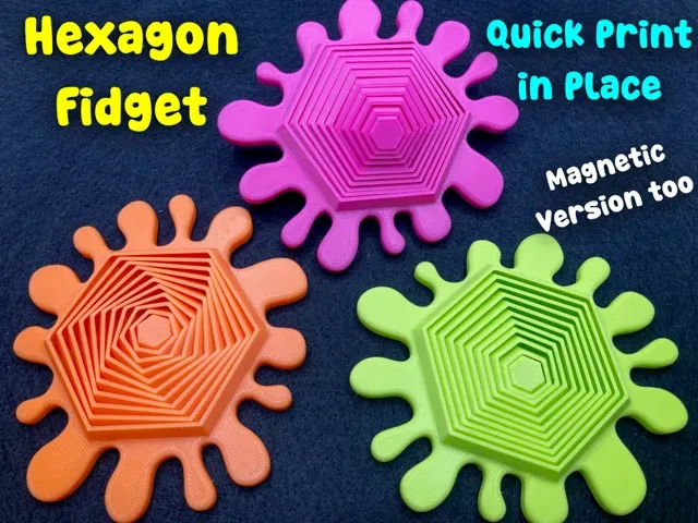 Splat Hexagon Fidget Toy - Print in Place ~48 min