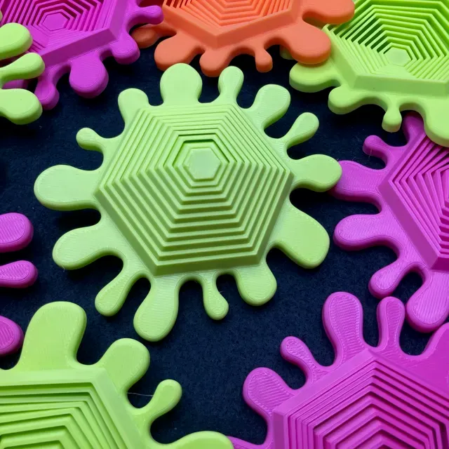 Splat Hexagon Fidget Toy - Print in Place ~48 min — Фото 4 из 13