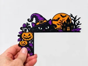 Halloween Witch Cat Door Frame Corner Decoration