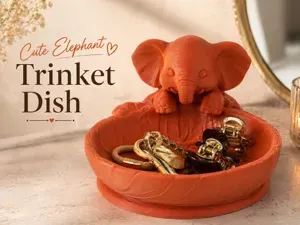 Cute Elephant Trinket Catch All Dish & Key Tray
