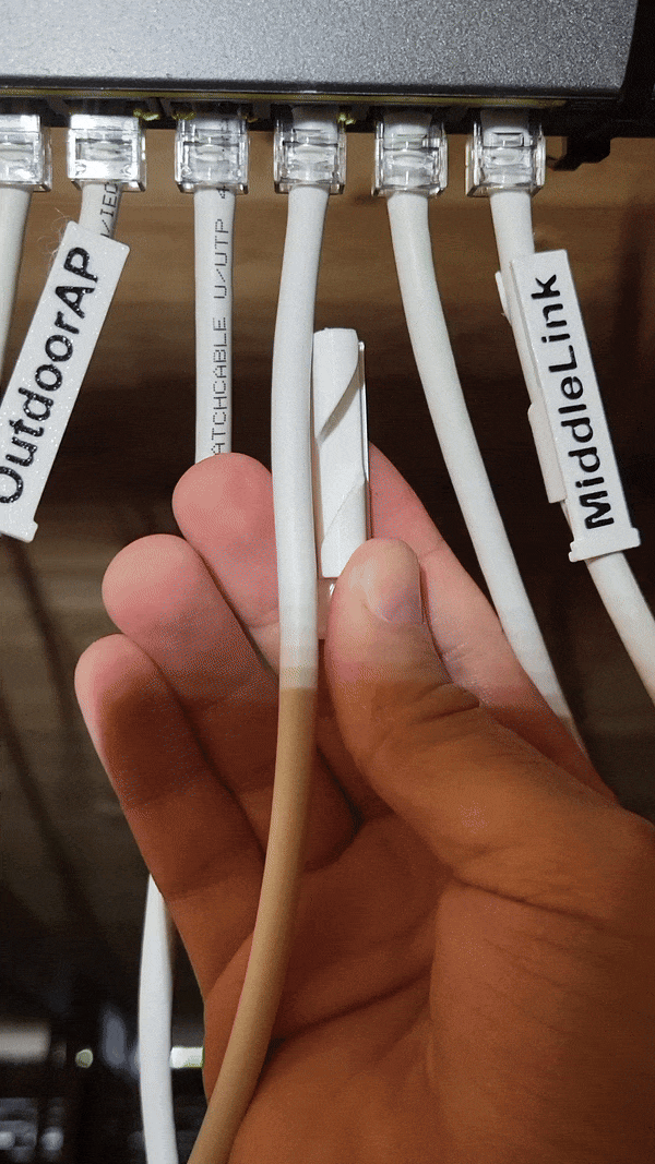 Cable clip (with label) for network ethernet cable