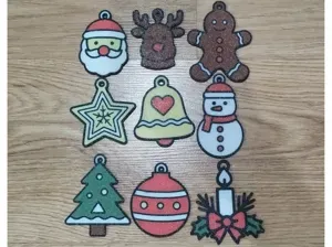 Colorful Flat Christmas Tree Decorations Set