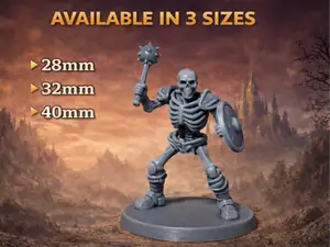 Skeleton warrior - Shield and Mace - DND miniature