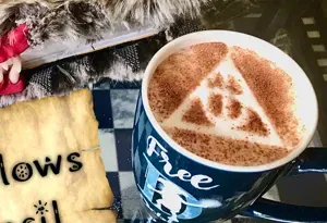 Harry Potter deathly hallows coffee topper