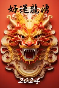 Dragon Greeting New Year and Caligraphy (Hueforge)