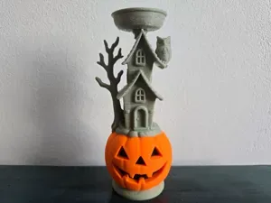 Halloween Pumpkin tealight Holder – Haunted House