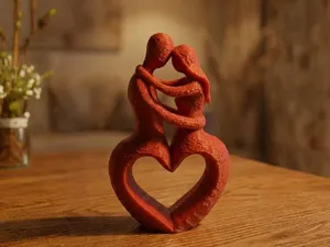 Loving couple statue Valentine's Day / Fuzzy skin