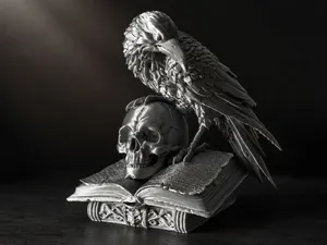 Raven of Wisdom – Gothic Skull & Ancient Book