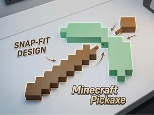 Jumbo Minecraft Pickaxe | Snap-Fit (No AMS!) 16.5"