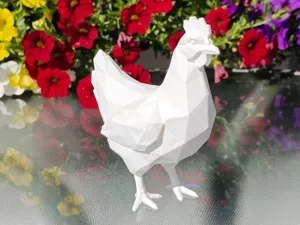 Geometric Low Poly Chicken Figurine