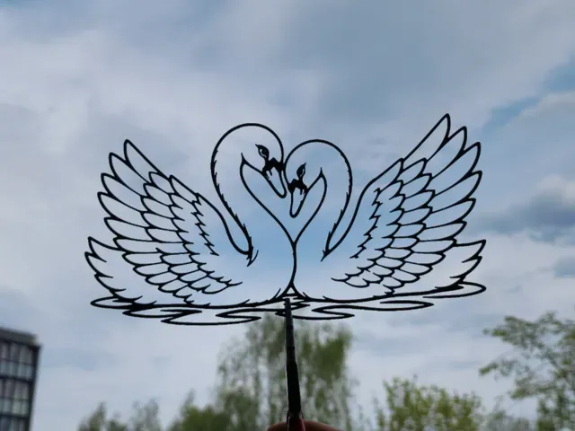 Romantic Swan Couple 2D Wall Art