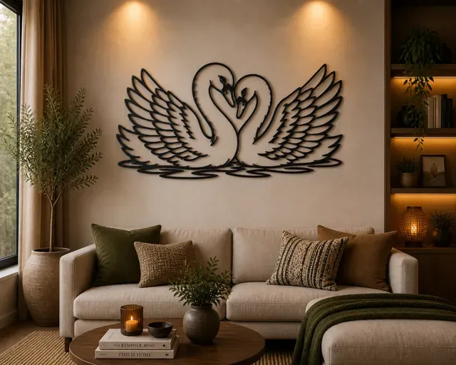 Romantic Swan Couple 2D Wall Art — Image 3 of 3
