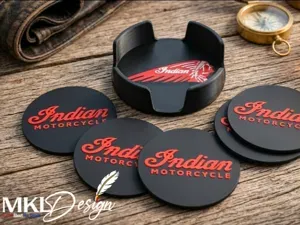 indian motocycle coasters + holder