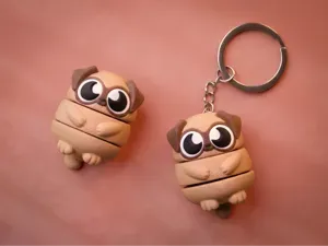 EGGO Pug - cute flexi articulated toy & keychain