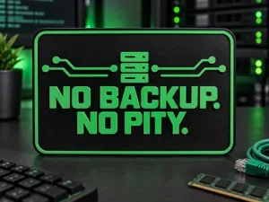 No Backup No Pity Funny IT Sign Server Room
