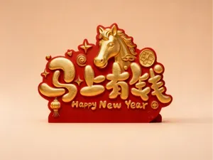 2026马上有钱摆件-马年中国新年农历春节好运福字儿童涂色玩具