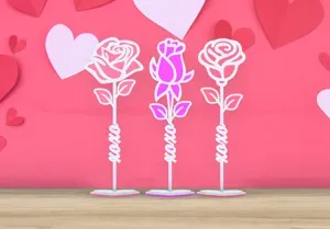 Valentine's Day - XOXO Flowers - 3 Flower Set With Stand