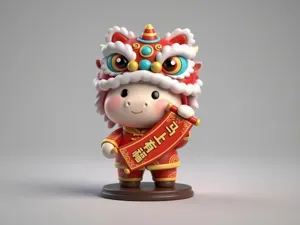 马年醒狮-2026中国新年农历马年-春节好运招福字-儿童涂色玩具