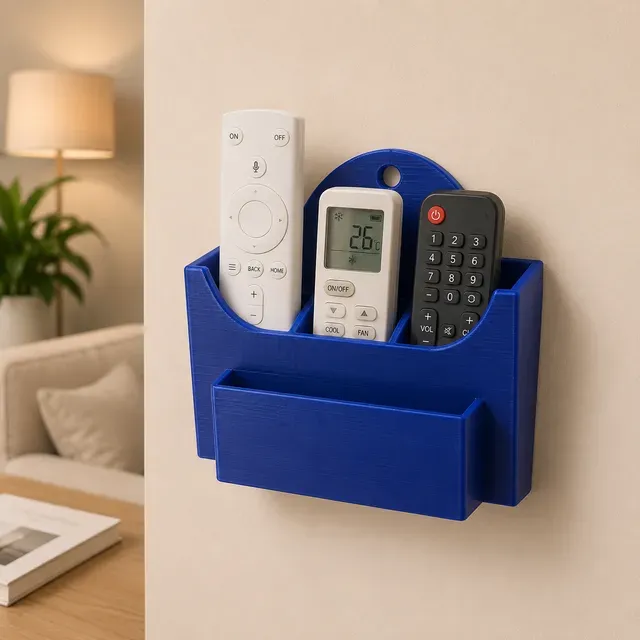 Wall-Mounted Remote Control Organizer with Front Storage Pocket
