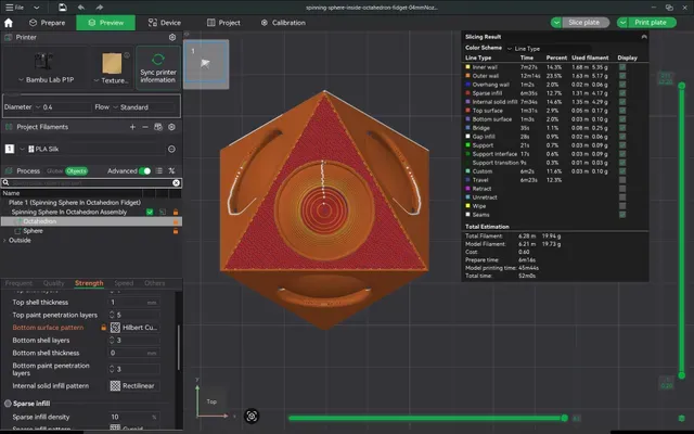 Spinning Sphere Inside the Octahedron | Print-in-Place Fidget Toy — Фото 16 из 16