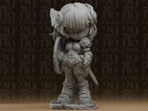#545 Chibi Fantasy Shield Maiden Knight Statue
