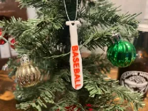 BASEBALL BAT TREE ORNAMENT