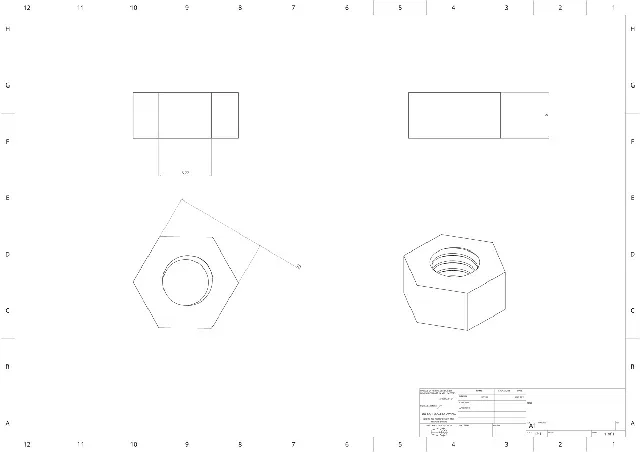 M6 × 1 mm Screw and Nut (3D Printable, ISO Metric Thread) — Image 3 of 4
