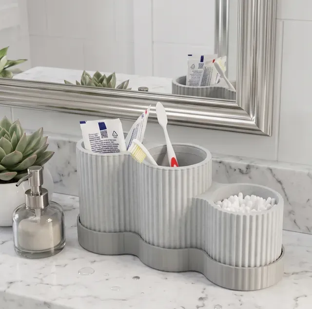 Textured Bathroom Organizer (Toothbrushes, Toothpaste, Q-tips)