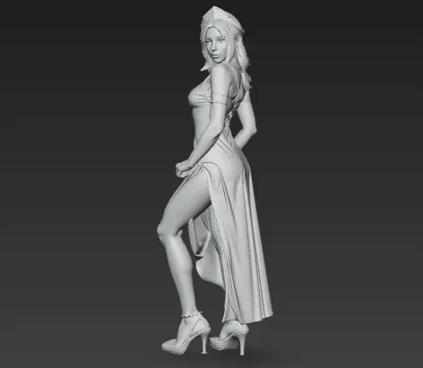 Fantasy Queen STL | 3D Printable Model of Elegant Woman in Gown with Crown