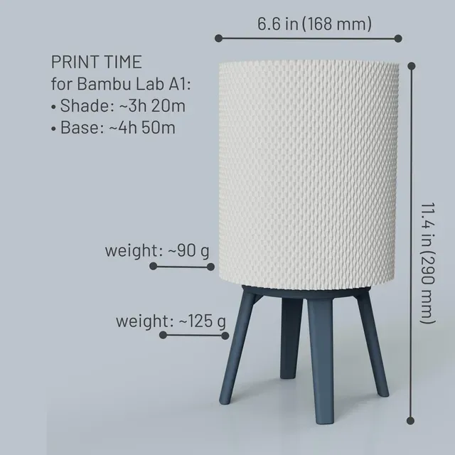 Textured Table Lamp On Legs, Easy Print Modern DIY Lighting — Фото 5 из 12