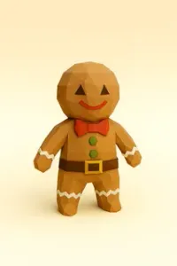 Low Poly Gingerbread Man 3D Model
