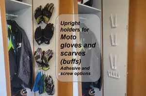 Holder for Motorcycle gloves and neck warmer / buffs (screw + adhesive option)