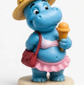 Vintage Cartoon Hippo Summer Girl Figurine | 3D Printable STL