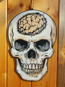 Halloween scary Skull with brain window decoration