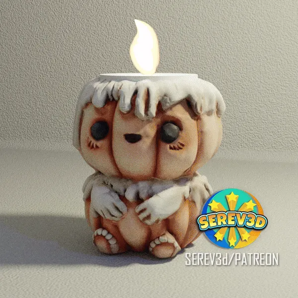 Cute Pumpkin Candle Holder - Print in Place No Supports- SEREV3d stl — Фото 2 из 6