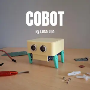COBOT: Four servo legs and distance sensor robot