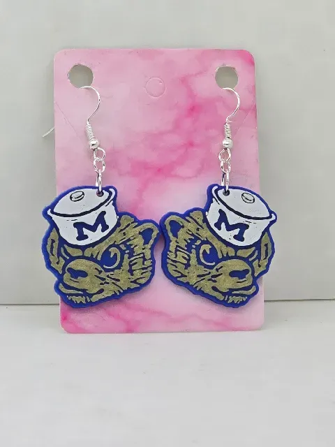 Michigan University Wolverine Earrings — Image 2 of 3