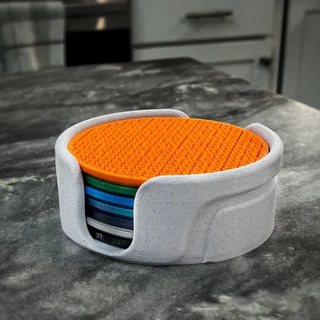 Unique Infill Coaster Set with Custom Holder (6-7 Coasters)