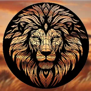 Lion Geometric Mandala Art - wall art Stained Glass Style