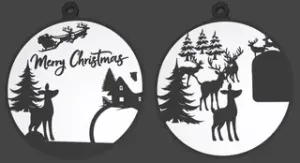 Ornaments for Christmas Tree with young deer in front