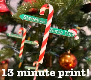 Customizable Candy Cane Signpost Ornament - no MMU/AMS needed!