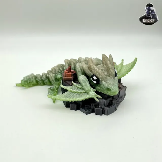 Grass Wyvern + Keychain - articulated - print in place - no supports — Фото 3 из 6