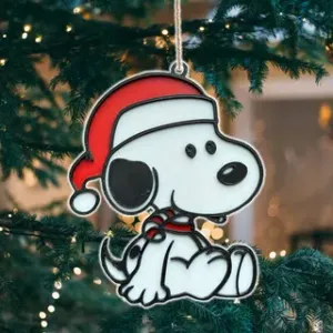 Christmas Snoopy with Santa Hat Tree Ornament