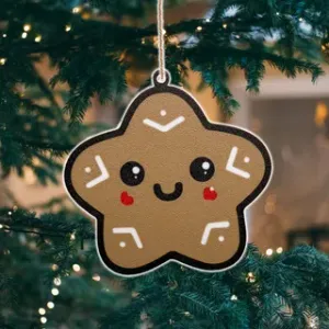 Cute Kawaii Gingerbread Star Christmas Ornament
