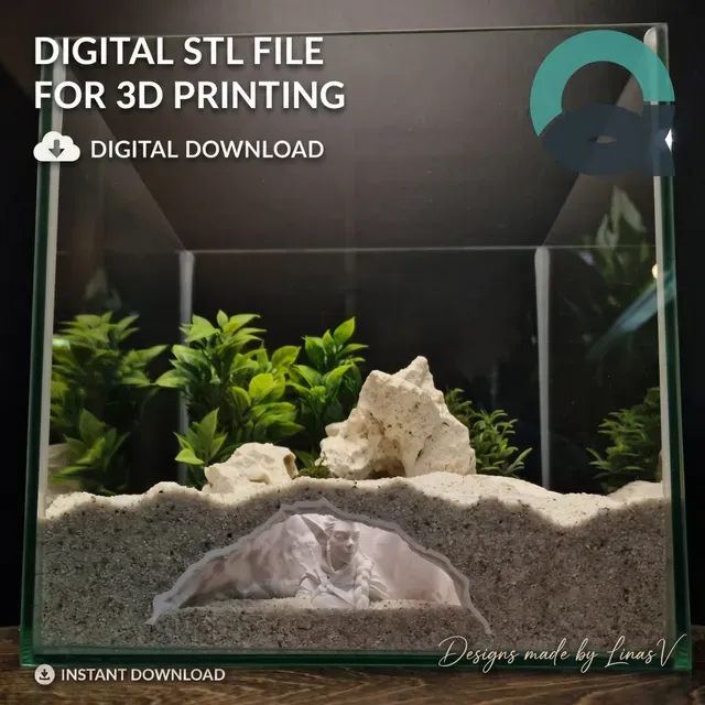 Elf hunter - Aquarium & Terrarium Cave | Fish Hideout | Shrimp Shelter | Reptile Hide | Natural Rock Decor | Aquascaping | 3D Print STL