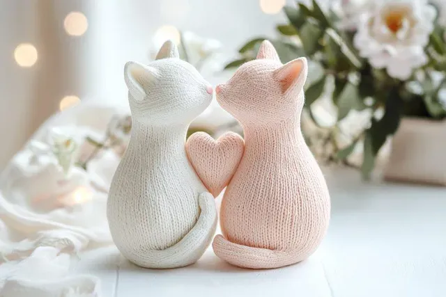 Knitter Cats Vase for Valentine's Day